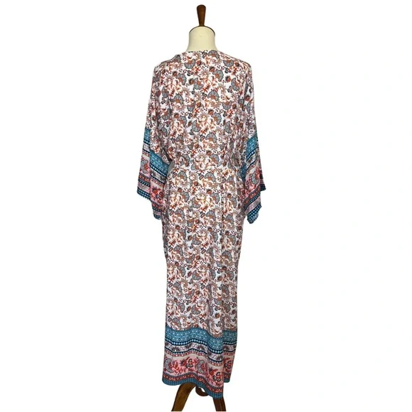 Stunning Floral Paisley Belted Kimono Beach Coverup Duster - Picture 11 of 16